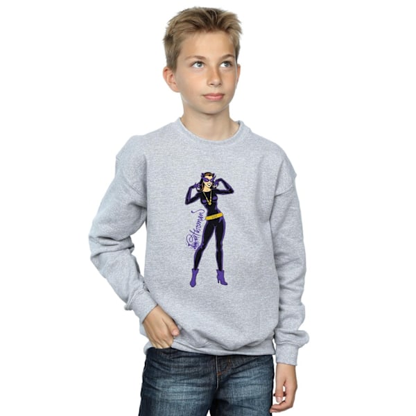DC Comics Boys Catwoman Happy Pose Sweatshirt 5-6 år Sport Sports Grey 5-6 Years