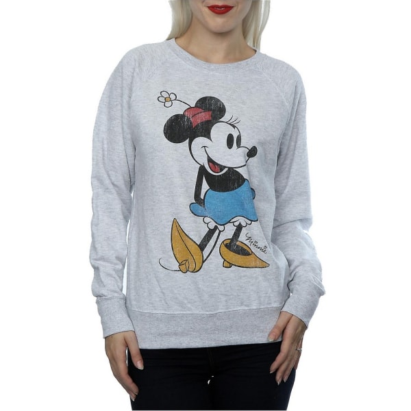 Disney Dam/Damer Klassisk Minnie Mouse Heather Sweatshirt XL Grey XL