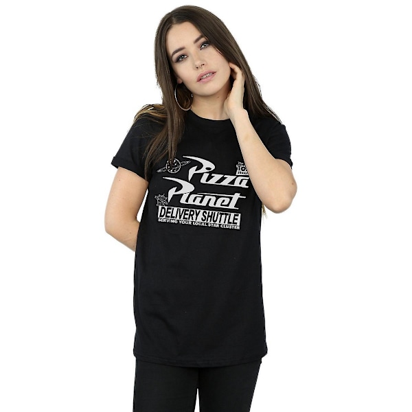 Toy Story Damkläder/Dam Pizza Planet Bomull Logotyp Pojkvän T-Sh Black XXL