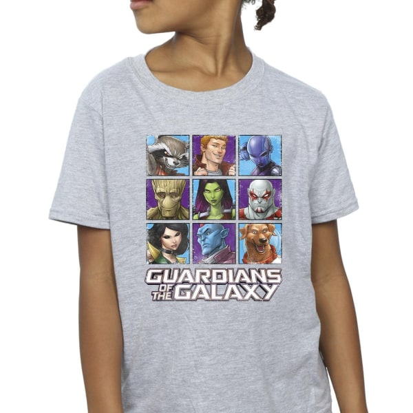 Guardians Of The Galaxy Girls Character Squares T-shirt i bomull Sports Grey 7-8 Years