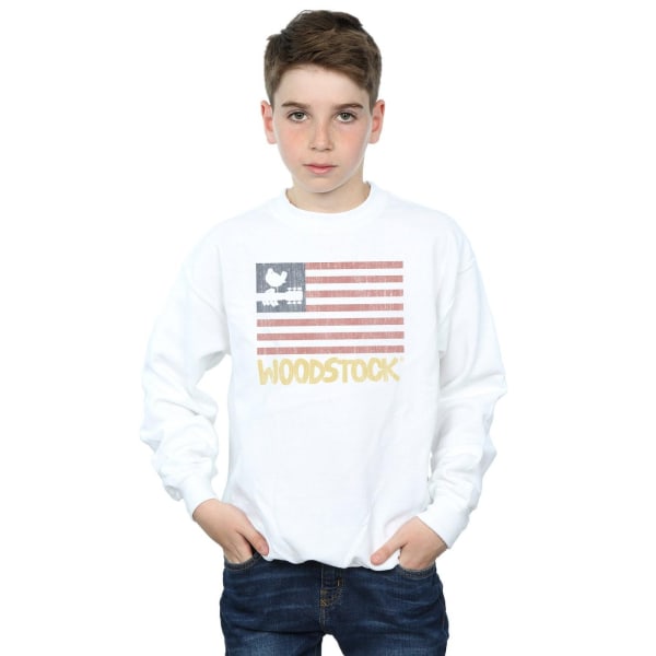 Woodstock Boys Distressed Flag Sweatshirt 12-13 år Vit White 12-13 Years
