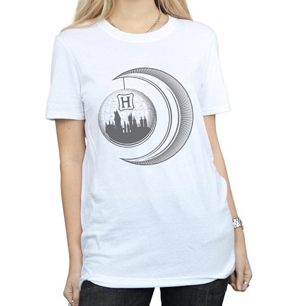 Harry Potter Dam/Kvinnor Hogwarts Moon Bomull Boyfriend T-Shi White M
