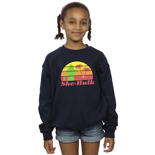 Marvel Girls She-Hulk: Attorney At Law Sunset Flex Sweatshirt 9 Navy Blue 9-11 Years