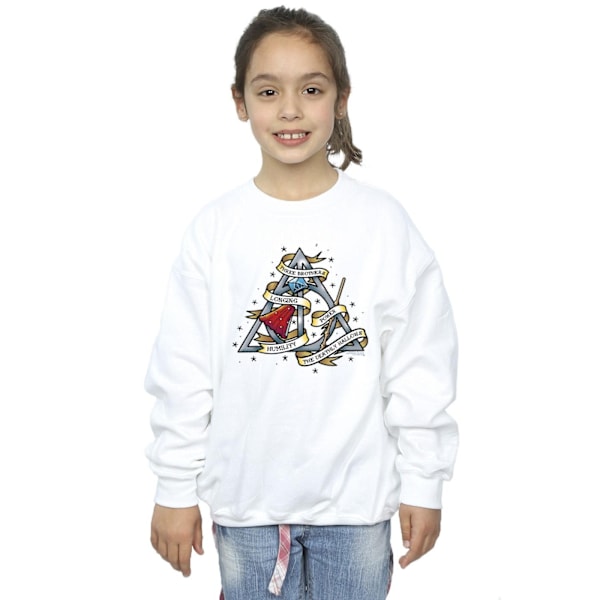 Harry Potter Flickor Dödsrelikerna Sweatshirt 3-4 År Vit White 3-4 Years