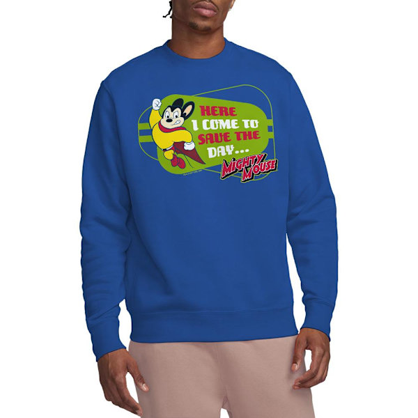 Mighty Mouse Unisex Vuxen Här Kommer Jag Sweatshirt S Kungsblå Royal Blue S