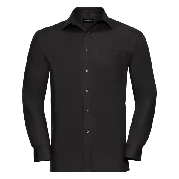 Russell Mens långärmad arbetsskjorta i ren bomull 2XL svart Black 2XL