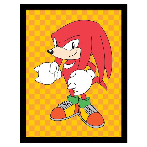 Sonic The Hedgehog Knuckles Inramad Poster 40cm x 30cm Gul/Flerfärgad Yellow/Multicoloured 40cm x 30cm