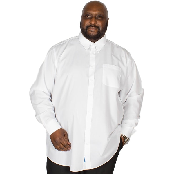 D555 Herr Aiden Kingsize långärmad klassisk vanlig skjorta 2XL White 2XL