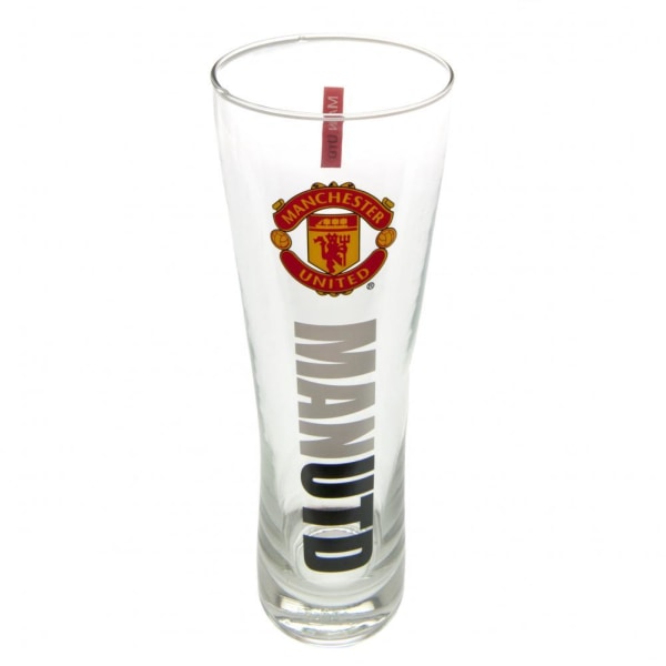 Manchester United FC Officiell Högt Ölglas En Storlek Röd/Svart Red/Black/Silver One Size