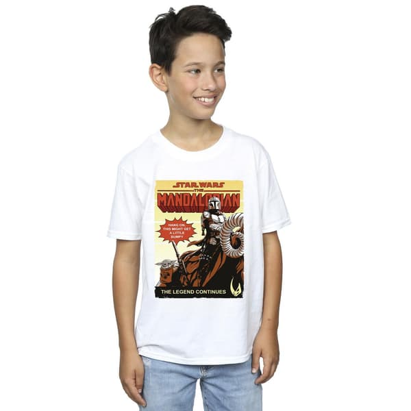 Star Wars The Mandalorian Boys Bumpy Ride T-Shirt 3-4 år Vit White 3-4 Years