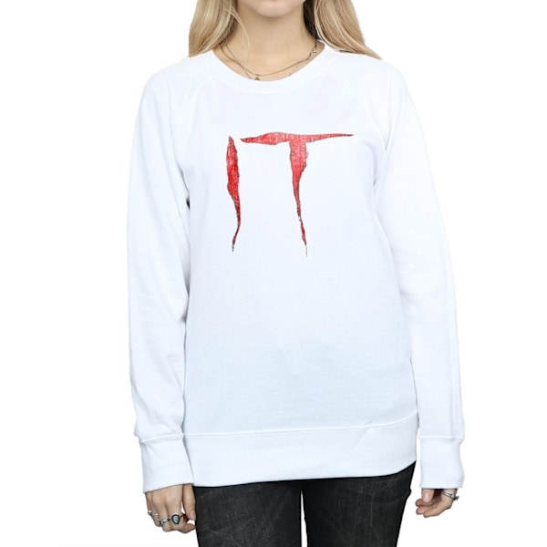 It Dam/Kvinnor Distressed Logo Sweatshirt XXL Vit White XXL