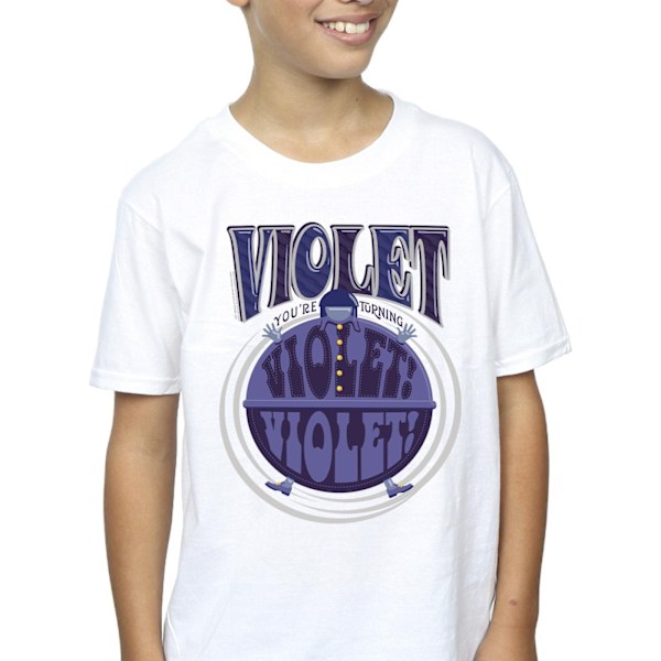 Willy Wonka Boys Violet Turning Violet T-shirt 5-6 år Vit White 5-6 Years