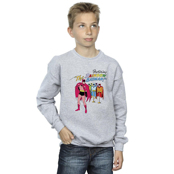 DC Comics Boys Batman Comic Cover Rainbow Batman Sweatshirt 7-8 Sports Grey 7-8 Years