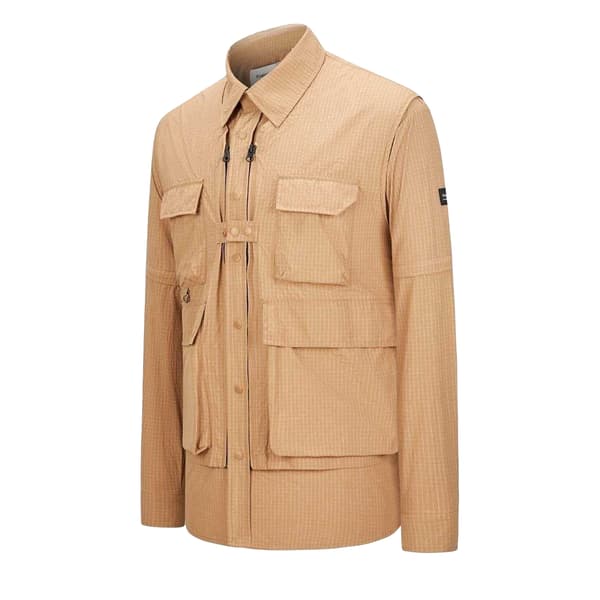 Firetrap Herr 3-i-1 Ripstop Konvertibel Skjorta M Khaki Khaki M