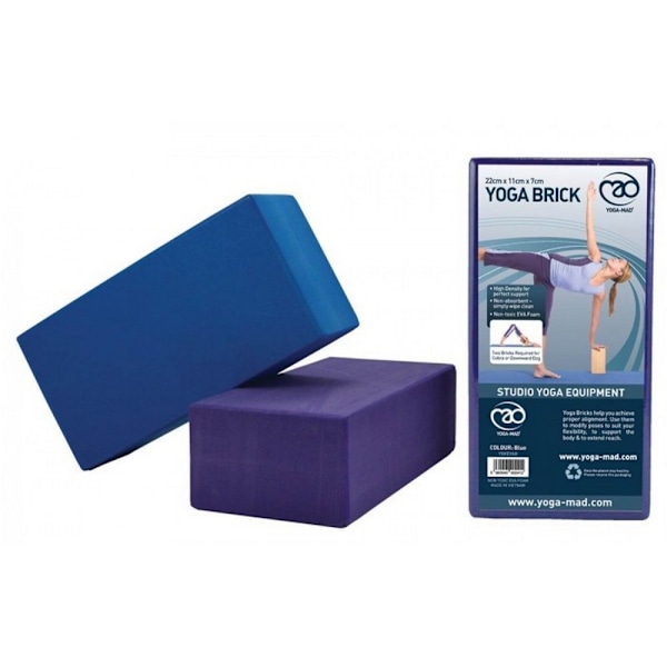 Fitness Mad Yogablock 7cm x 22cm x 11cm Blå Blue 7cm x 22cm x 11cm