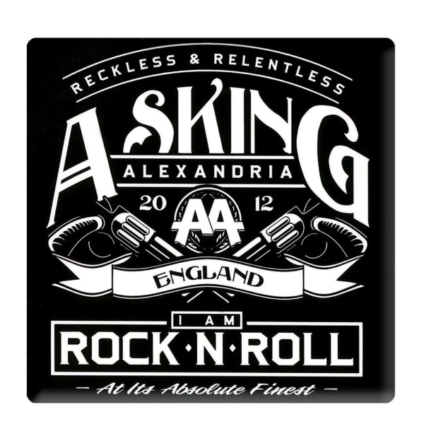 Asking Alexandria Rock ´N Roll Kylskåpsmagnet En Storlek Svart/Vit Black/White One Size