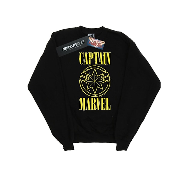 Marvel Herr Captain Marvel Grunge Logo Sweatshirt XL Svart Black XL