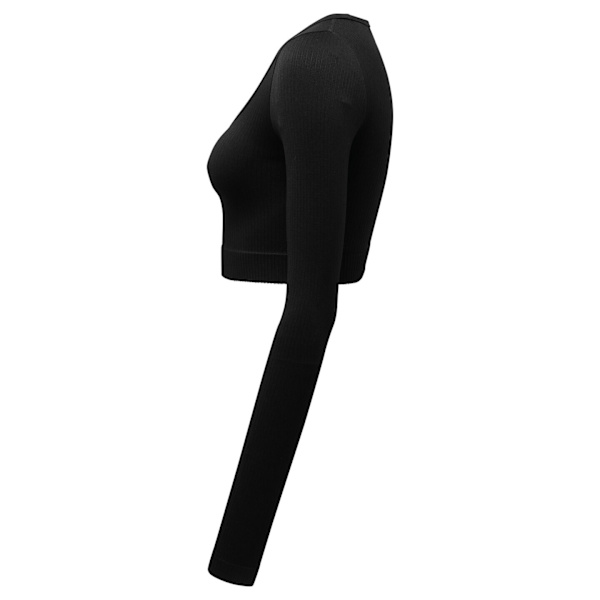 TriDri Dam/Kvinnor Ribbade Sömlösa 3D Crop Top L Svart Black L
