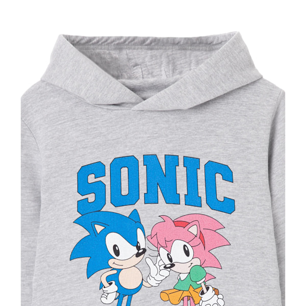 Sonic The Hedgehog Girls Collegiate Sonic & Amy Hoodie 7-8 år Grey Marl 7-8 Years