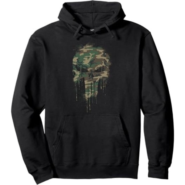 The Punisher Herr Camo Logo Hoodie L Svart/Grön Black/Green L