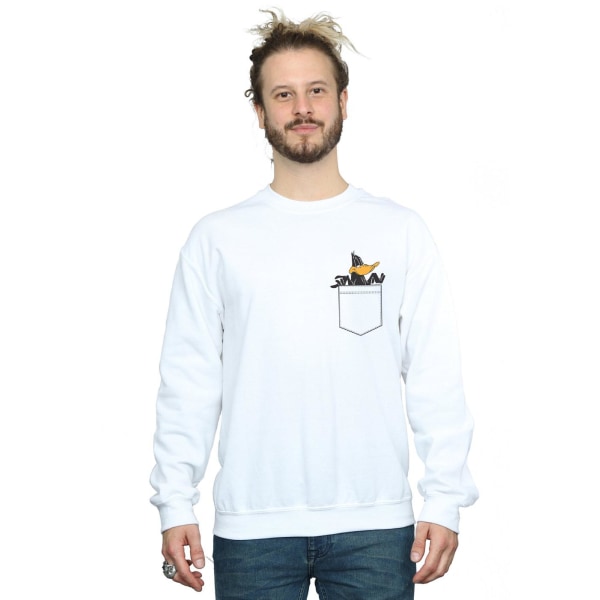 Looney Tunes Herr Daffy Duck Faux Pocket Sweatshirt XXL Vit White XXL