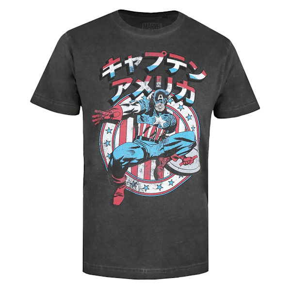 Captain America Herr T-shirt Japansk Tvätt L Vintage Svart Vintage Black L
