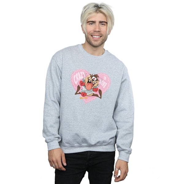 Looney Tunes Herr Taz Alla Hjärtans Dag Crazy In Love Sweatshirt Sports Grey 5XL