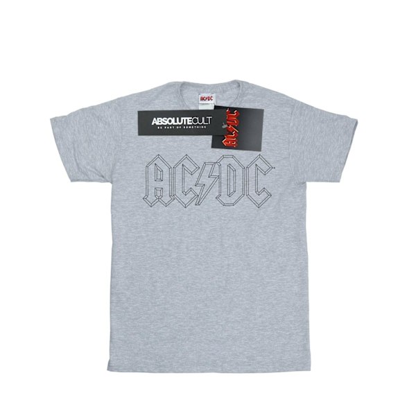 AC/DC Girls Black Outline Logo Bomull T-shirt 12-13 år Sport Sports Grey 12-13 Years