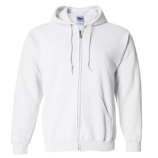 Gildan Heavy Blend Unisex Vuxen Full Zip Sweatshirt Top White 2XL
