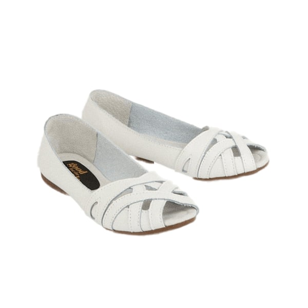 Good For The Sole Dam/Kvinnor Layla Flätade Läderpumps 6 UK White 6 UK