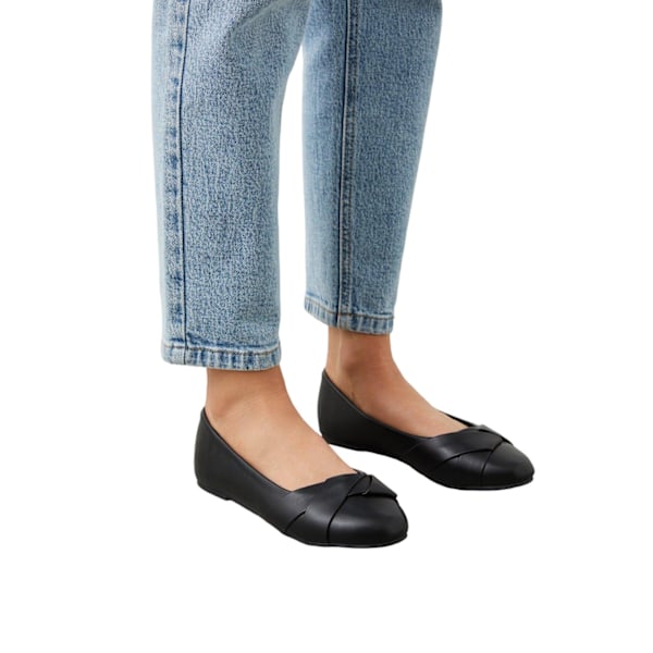 Dorothy Perkins Dam/Damer Paige Wrap Detalj Bred Ballerina Black 5 UK