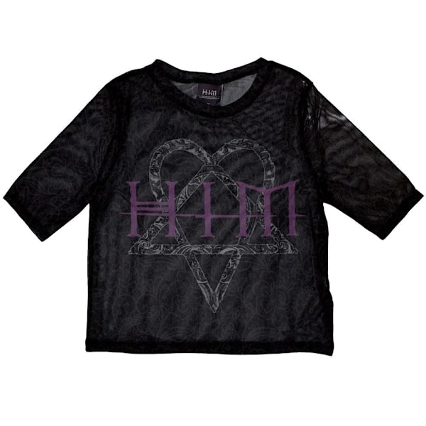 Him Dam Heartagram & Logo Mesh Crop Top XXS Svart Black XXS