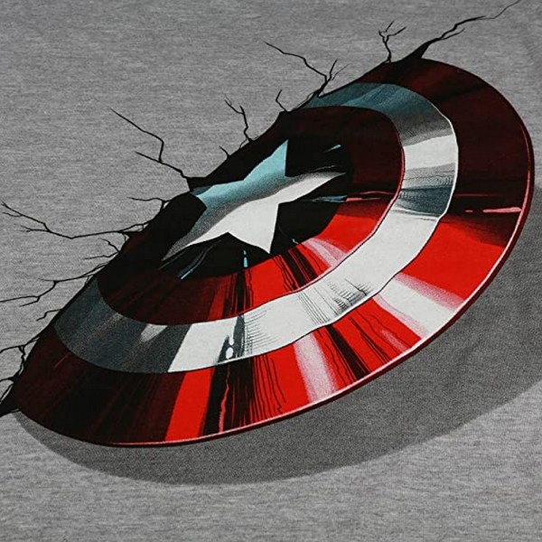 Captain America Mens Shield Cracked Marl Hoodie med dragkedja L Grå Grey L