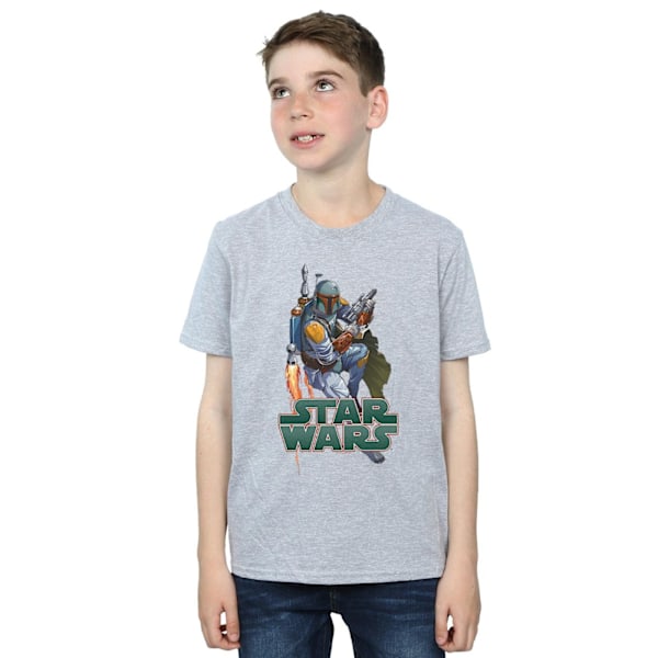 Star Wars Boys Boba Fett Fired Up T-shirt 5-6 år Sports Grey Sports Grey 5-6 Years