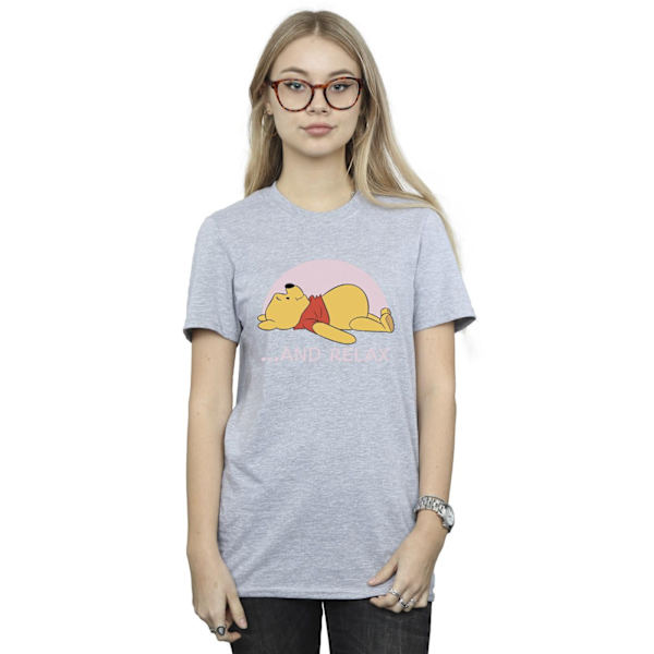 Disney Dam/Damer Winnie The Pooh Relax Bomull Boyfriend T-Shirt S Sports Grey 4XL