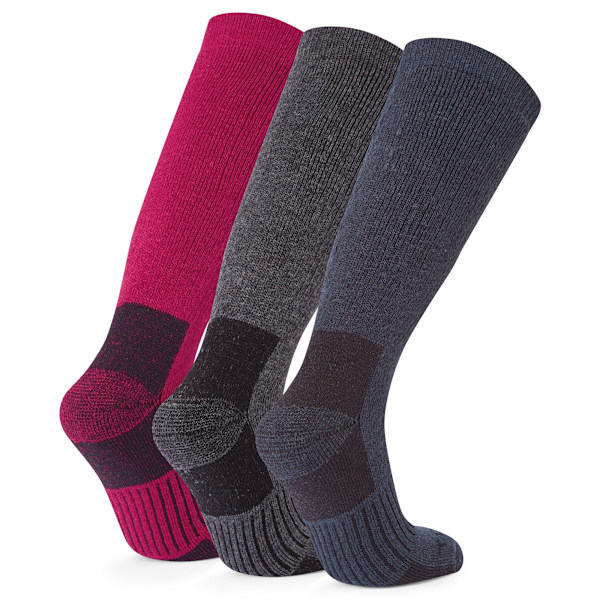 TOG24 Dam/Kvinnor Villach Trekkingstrumpor (3-pack) 6 UK-8 U Dark Grey Marl/Cerise/Dark Indigo 6 UK-8 UK