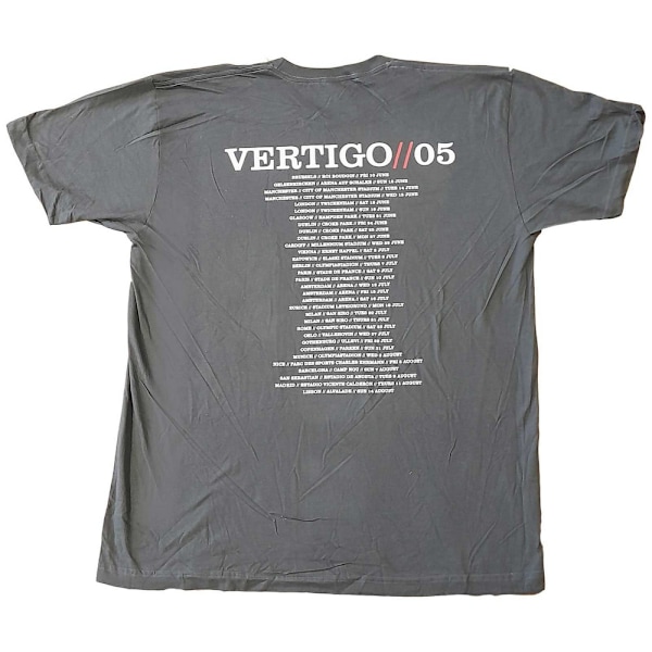 U2 Unisex Vuxen Vertigo Tour 2005 Live Back Print Bomull T-Shir Grey XL