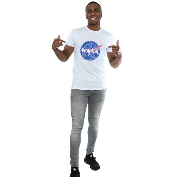 NASA herr Insignia Distressed bomull logotyp T-shirt M vit White M