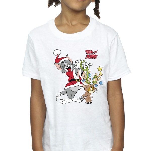 Tom & Jerry Girls Jul Ren T-shirt i Bomull 9-11 År White 9-11 Years