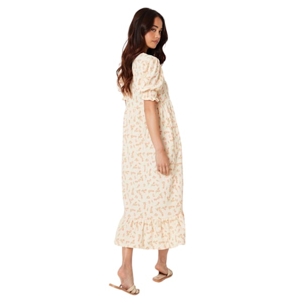 Dorothy Perkins Dam/Kvinnor Småblommig Tiered Petite Midiklänning Ivory 6 UK