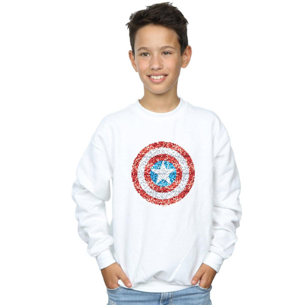 Marvel Boys Captain America Pixelated Shield Sweatshirt 7-8 år White 7-8 Years