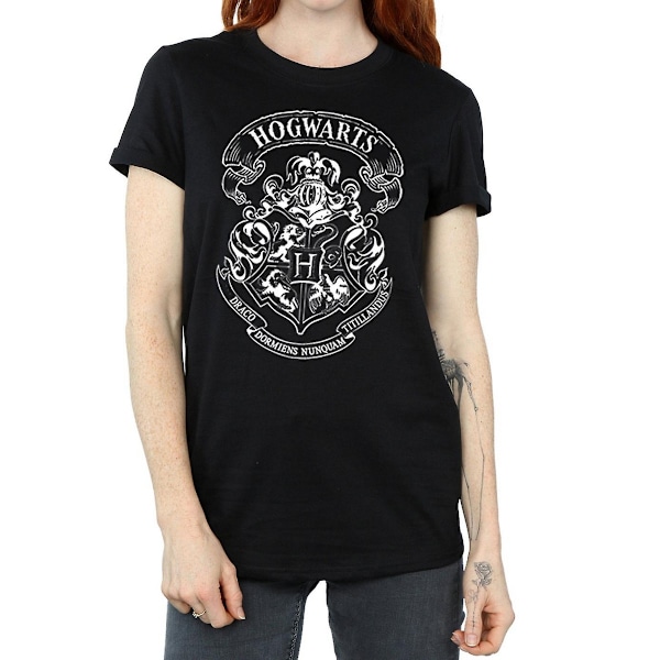 Harry Potter Dam/Damer Hogwarts Crest Bomull Boyfriend T-Sh Black M