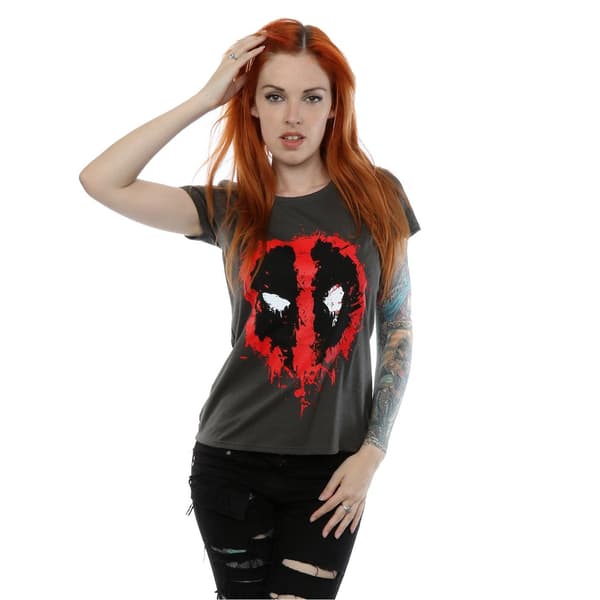 Deadpool Dam/Kvinnor Splat Face Bomull T-shirt M Ljus Grafit Light Graphite M