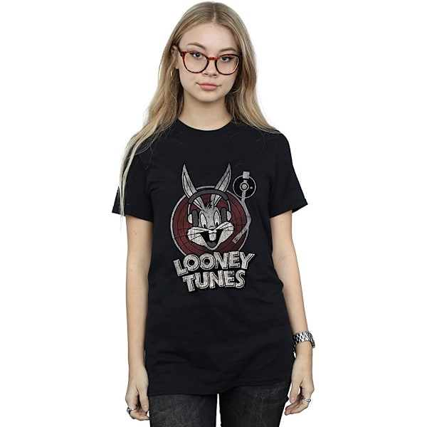 Looney Tunes Dam/Damer Bugs Bunny Cirkel Bomull Logotyp Pojkvän Black M