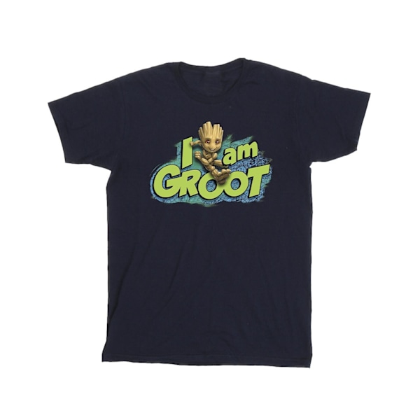 Marvel Boys Guardians Of The Galaxy I Am Groot Jumping T-Shirt Navy Blue 3-4 Years