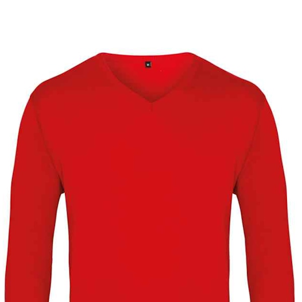 Premier Herrar Stickad Bomulls-Akryl V-Hals Tröja L Röd Red L