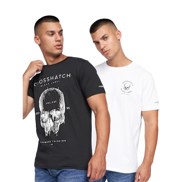 Crosshatch herr Skulfux T-shirt (2-pack) S svart/vit Black/White S