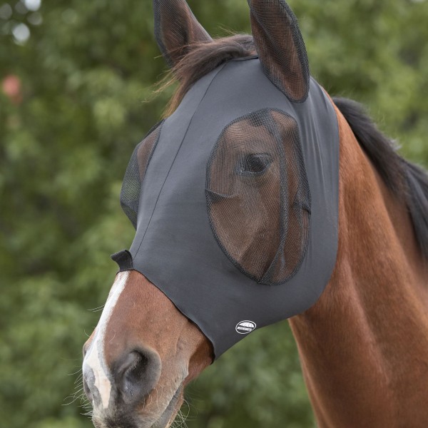 Weatherbeeta Deluxe Stretch Horse Flugmask med öron helsvart Black Full