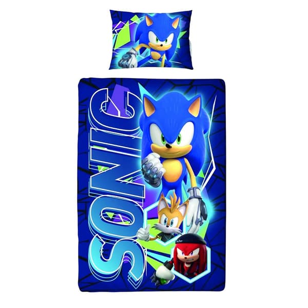 Sonic The Hedgehog Digital Gaming Vändbart Påslakanset Enkel B Blue Single