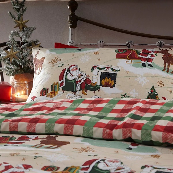 Furn Jultomte Jul Örngott Set Singel Kräm/Röd/Grön Cream/Red/Green Single